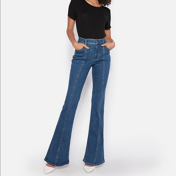 Express Denim - High Waisted Bell Seamed Flare Jeans